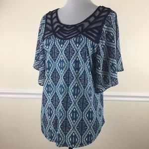 Notations Ruffled Butterfly Sleeve Top